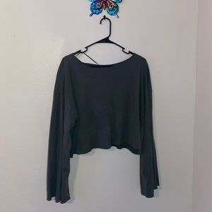 Cropped long sleeve sweater